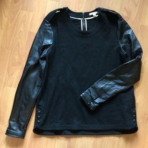 Authentic Burberry wool& leather sleeve tunic